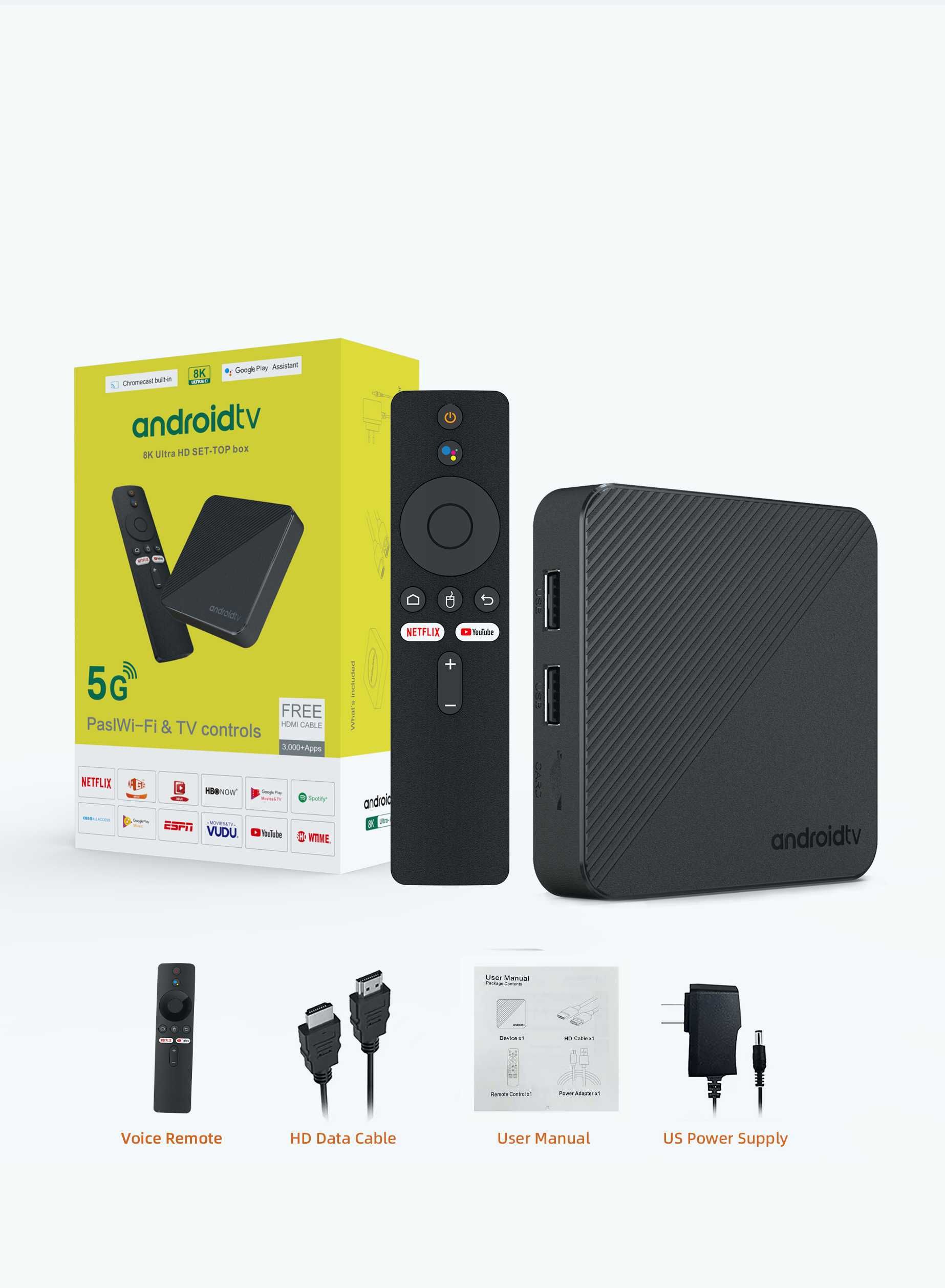 Cмарт приставка TV8 8K 4/64 Android 14 ATV SLIMBOX Пульт c голос