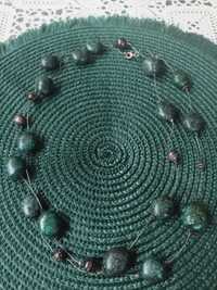 Naszyjnik z zielonymi kamieniami retro vintage