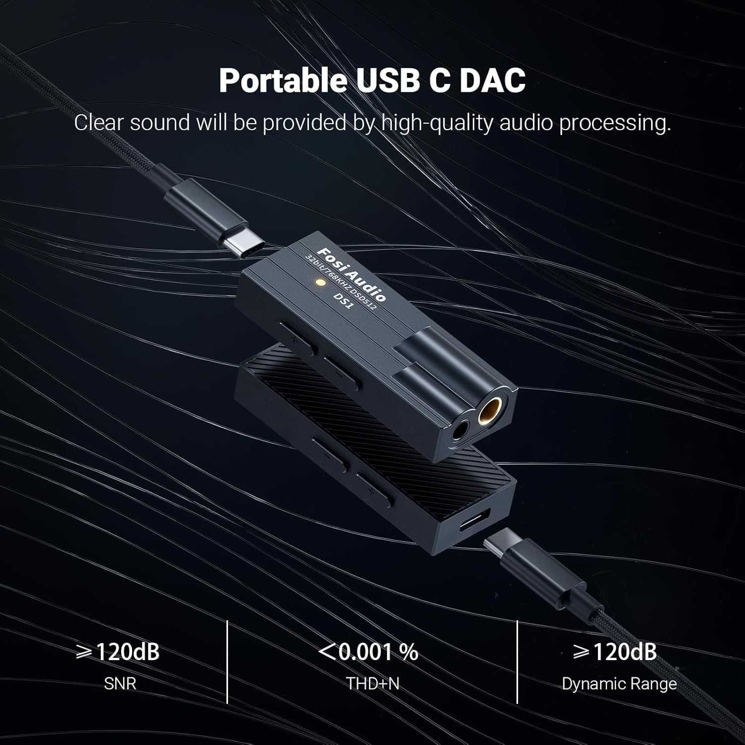 Fosi Audio DS1 USB-C DAC DSD512 32bit/768kHz 3.5/4.4mm HiFi AMP