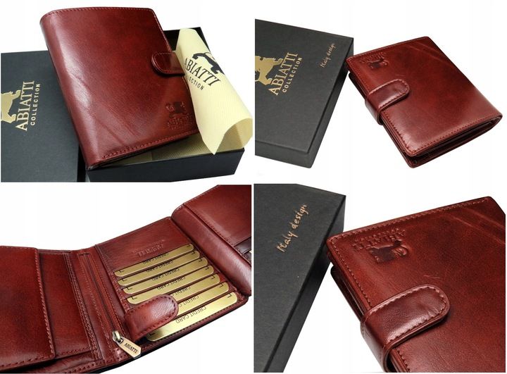 Duży Ekskluzywny Skórzany Portfel Męski Antykradzieżowy Ochrona Kart R