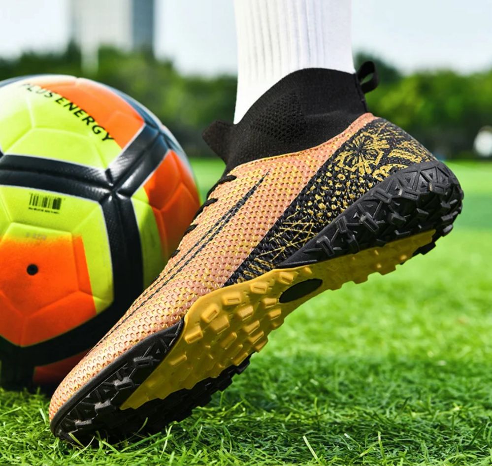 Turfy orlik buty piłkarskie skarpeta futbolówki obuwie sportowe gold