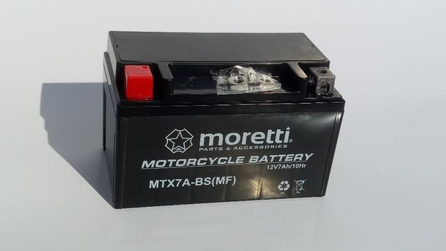 Akumulator motocyklowy żelowy MORETTI 12V MTX7A-BS YTX7A-BS do skutera