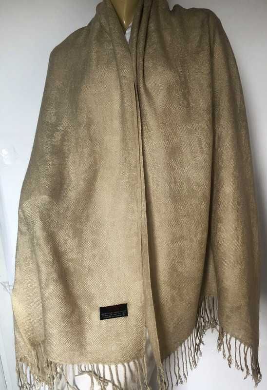 Lambswool Angora szkocki szal duży z frędzlami 188x72