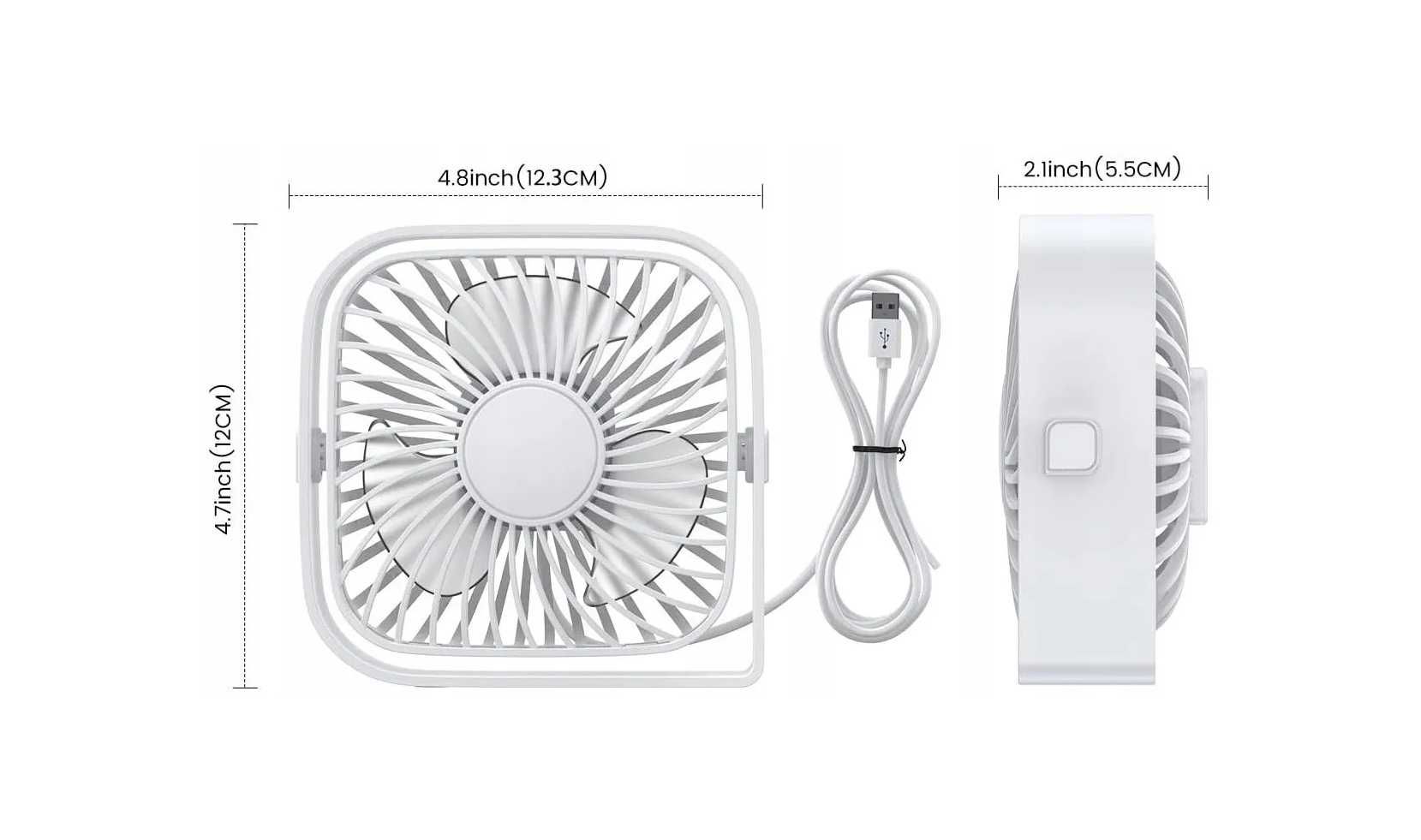 Mini wentylator biurkowy USB - 360° MOCNY CICHY + Kabel USB