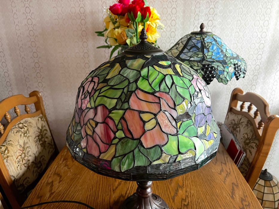 Lampa stołowa witrażowa w stylu Tiffany - 60 cm oryginalny stan