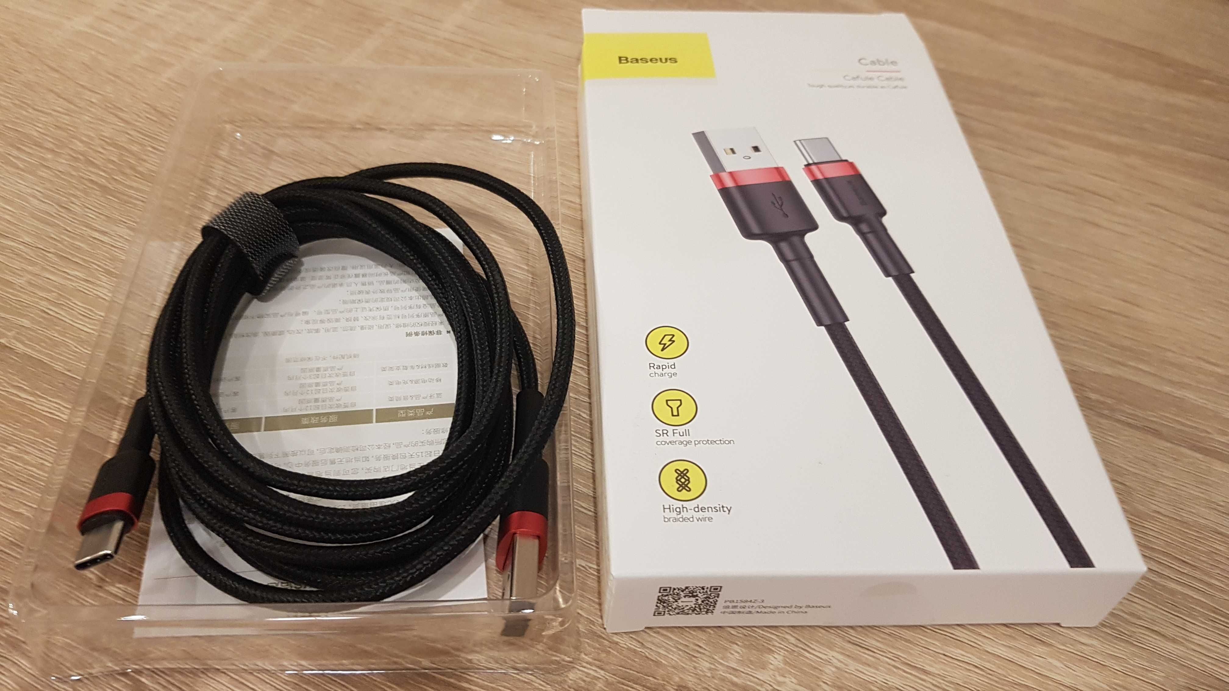 Baseus Kabel Cafule - USB na Typ C - 2A 2 metry czarno-czerwony