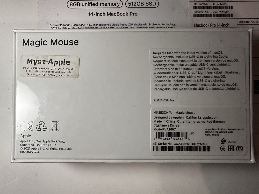 Apple MacBook Pro M3 2023 + Magic Mouse