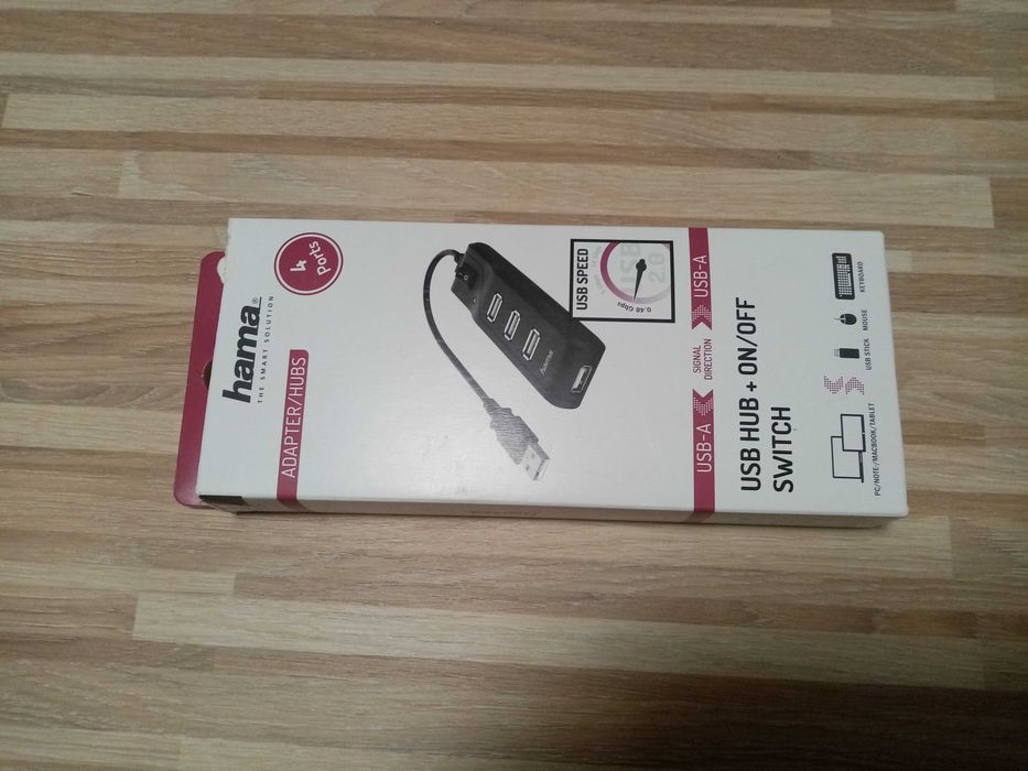 USB 2.0 Hub HAMA 4 wejścia adapter USB