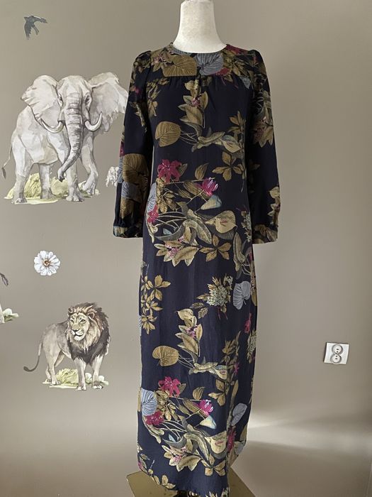 Długa maxi bawełniana sukienka jesienna boho hippie z bawełny 36 S