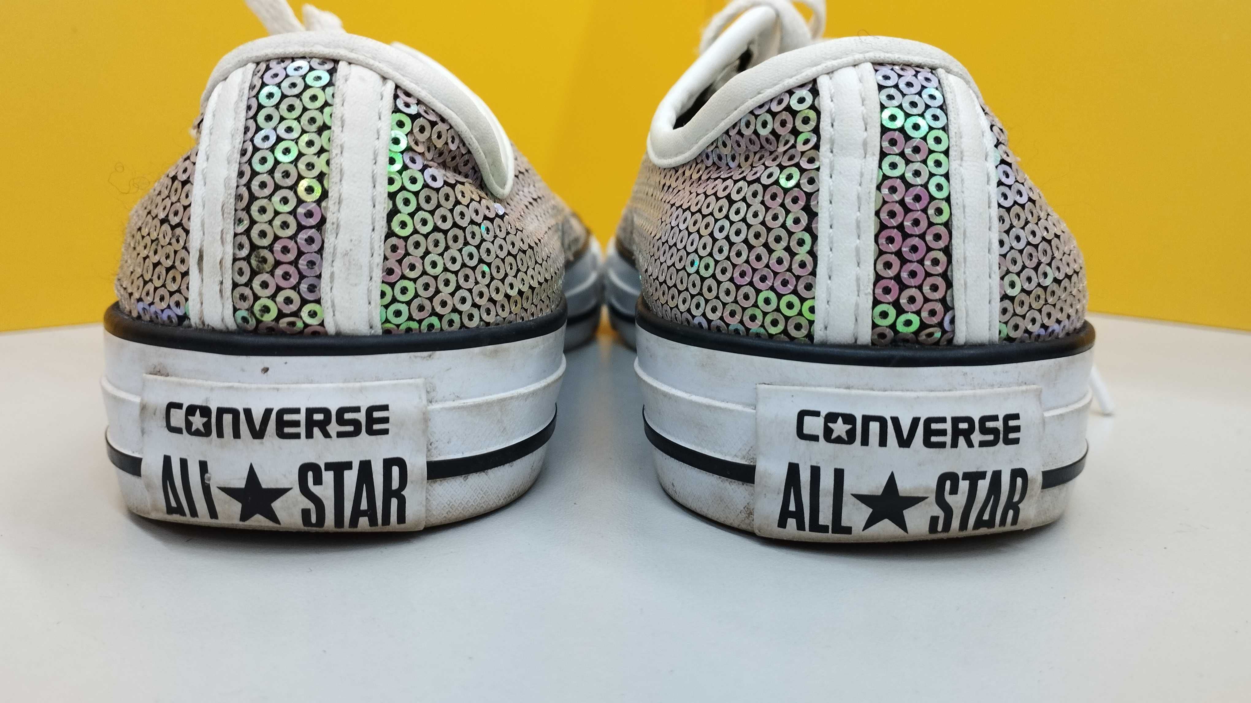 Converse All Star 23см блискітки святкові 36.5 кеди кросівки мокасини