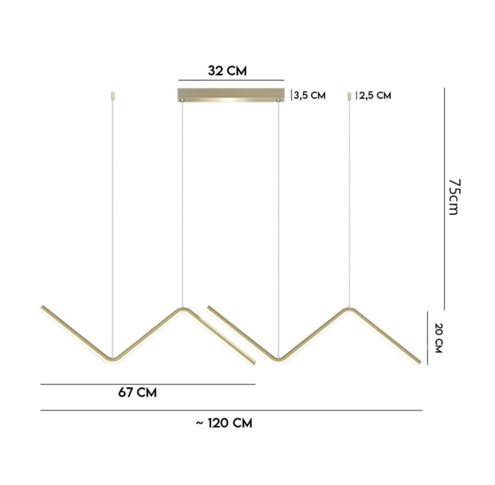 Nowoczesna złota lampa wisząca LED zygzak!!