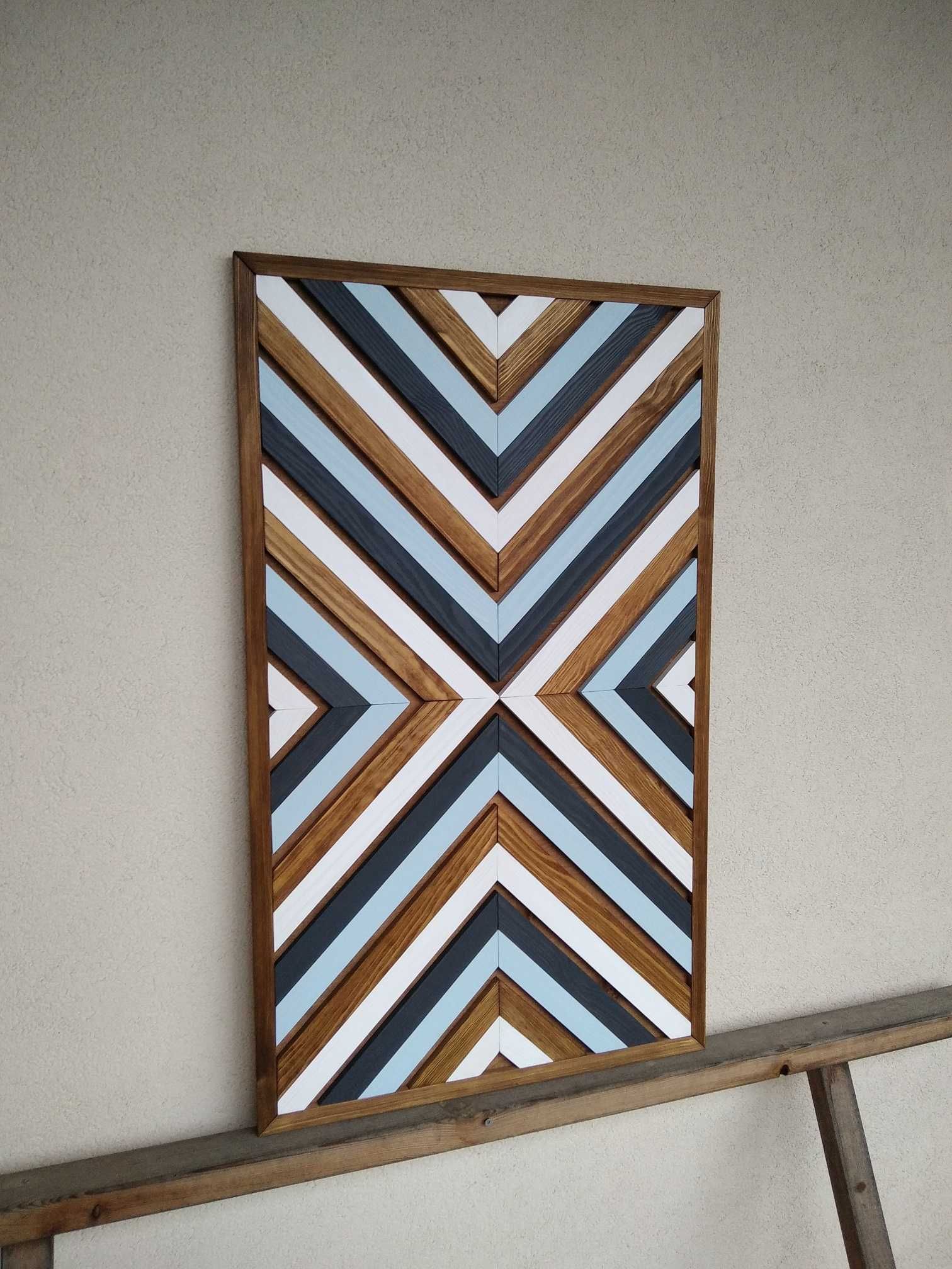 Obraz z drewna mozaika ozdoba ścienna 90 x 54 cm