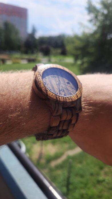 Zegarek drewniany BEWELL Vintage Kwarcowy z bransoletką i kalendarzem