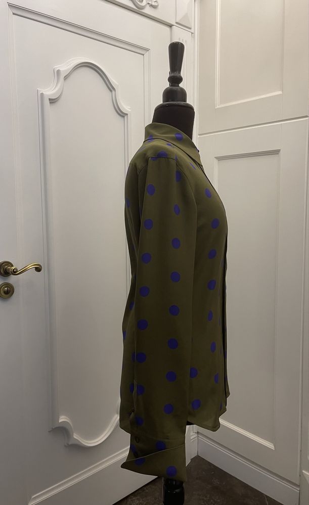 MAX MARA piękna bluzka koszulowa w grochy, 100% jedwab