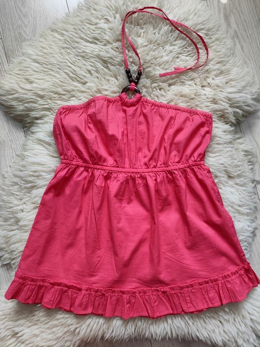 Różowa bluzka wiązana na szyję, r. L