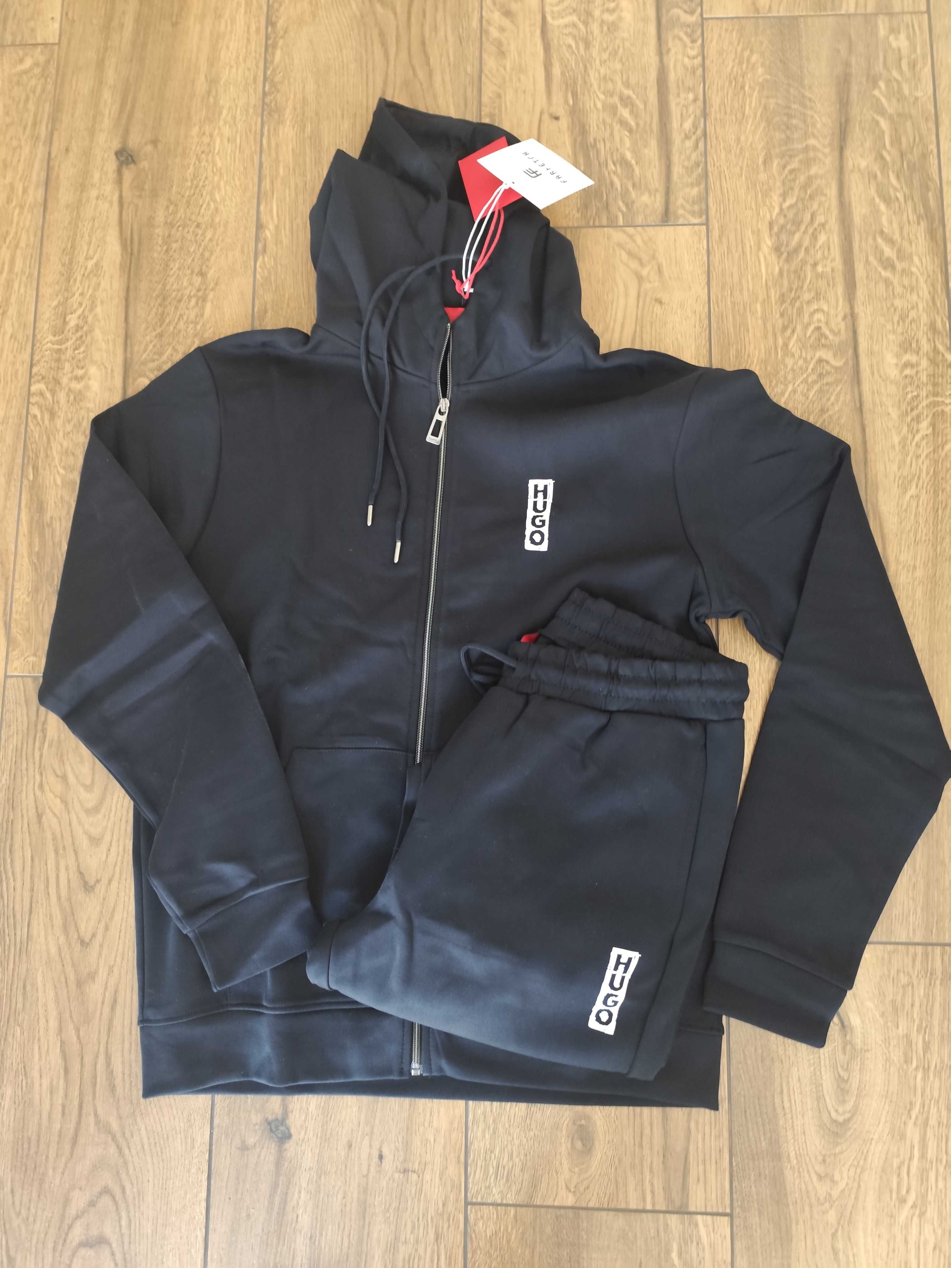 Nowe męskie dresy kompletne Hugo Boss granat bluza kaptur spodnie M/L