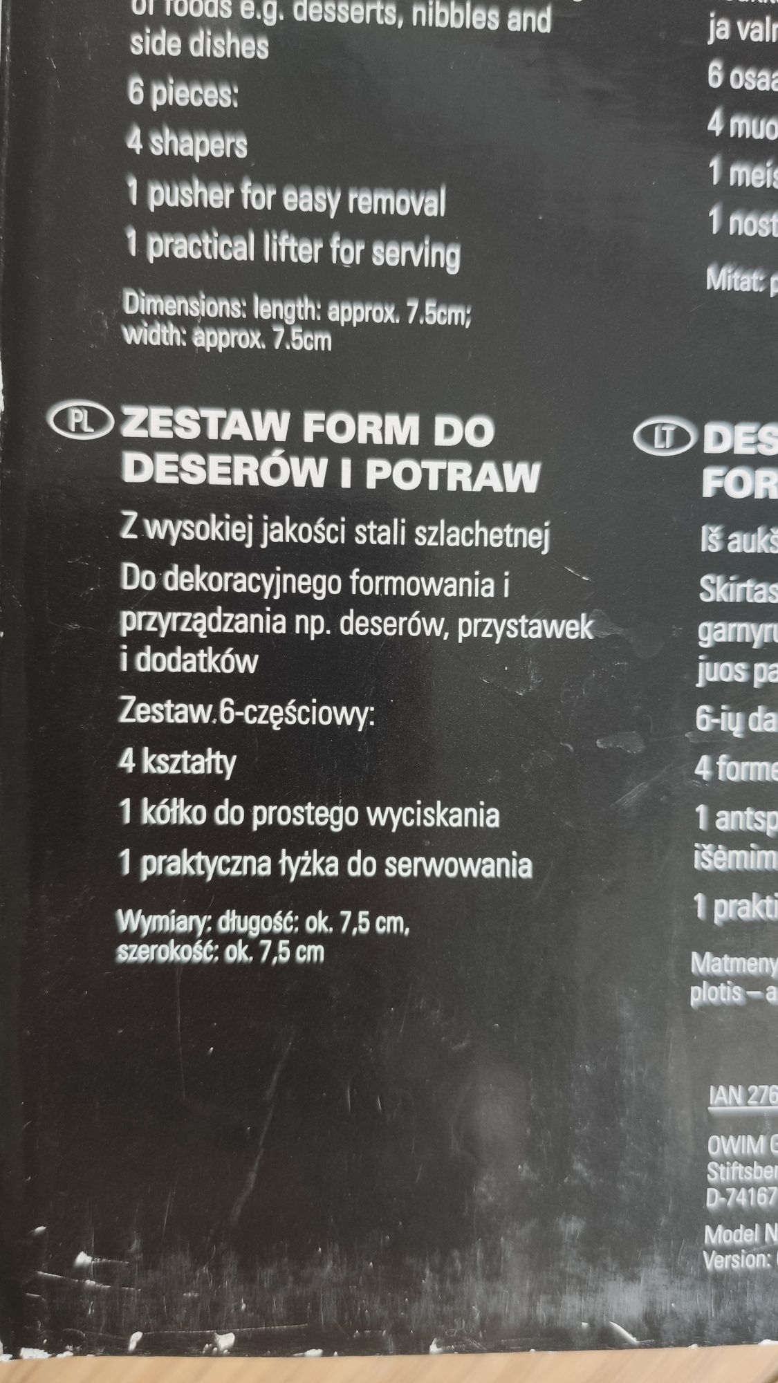Ernesto zestaw form do deserów i potraw ze stali szlachetnej