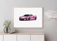 Plakat samochód corvette, różowy, plakaty na ścianę 50x40 bez ramy