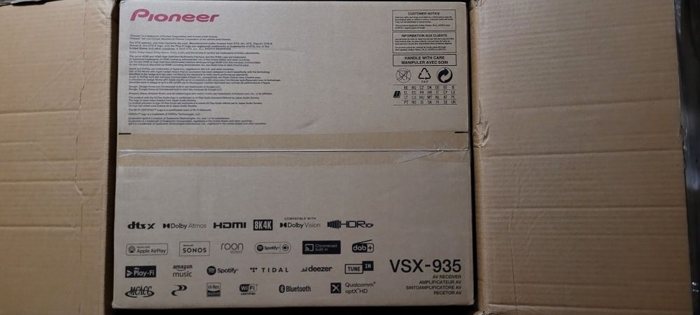 Amplituner Pioneer VSX - 935 8K 4K 7.2 WiFi Atmos DAB+ FM radio inter.