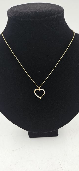 Złoty naszyjnik z sercem i cyrkoniami próba 585 GOLD MONEY