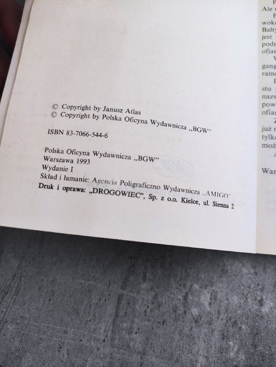 Książka Sprzedana Liga Janusz Atlas 1993