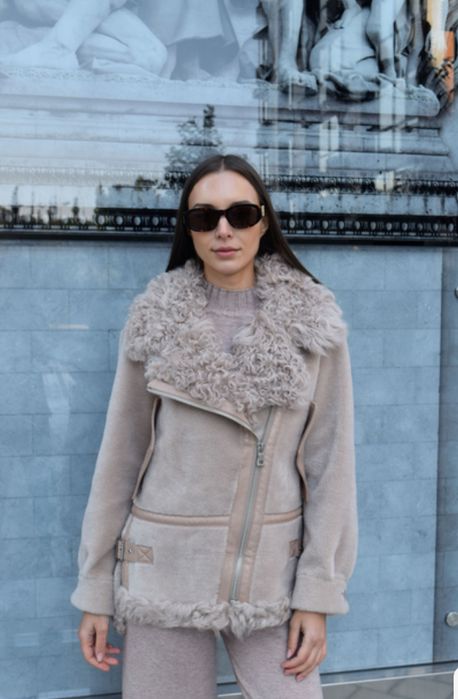 Жіноча шуба дублянка косуха з натуральної вовни 44-46