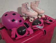 Patins Rosa + Acessórios da Decathlon