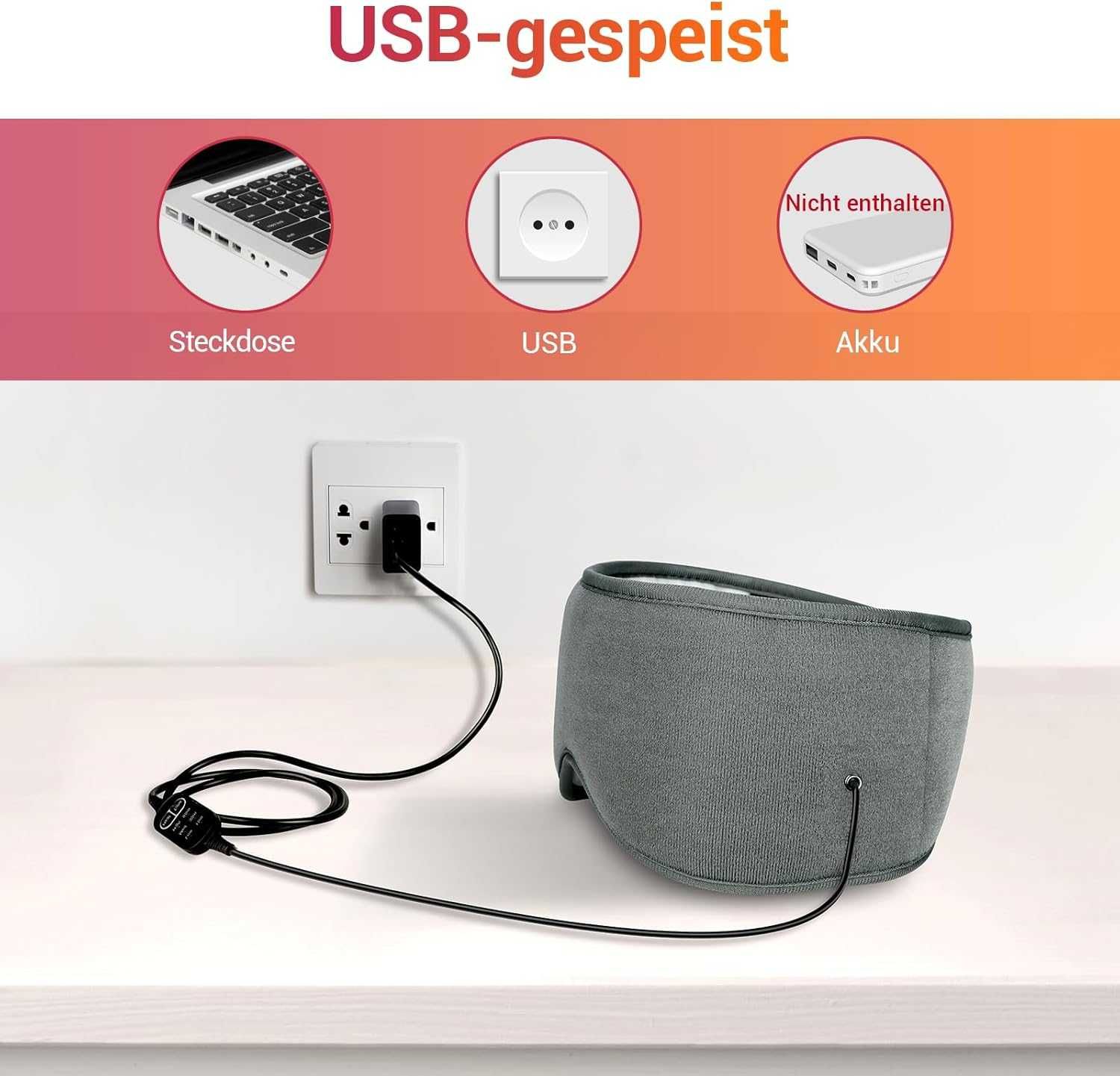 Comfytemp Podgrzewacz do oczu z USB, maska grzewcza na oczy 3 poziomy
