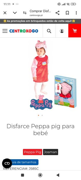 Disfarce/ Máscara de Carnaval Porquinha Peppa / Peppa Pig