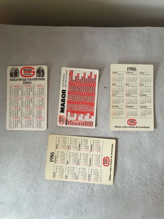 4 calendários MABOR GENERAL anos 80