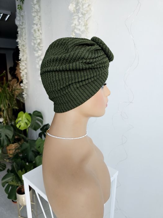 Turban czepek Iga zielony nakrycie głowy podczas leczenia czapka