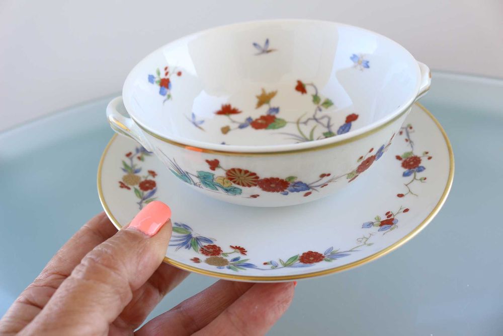 Chávena Consomé com Prato Coleção Rock Garden Vista Alegre 1980