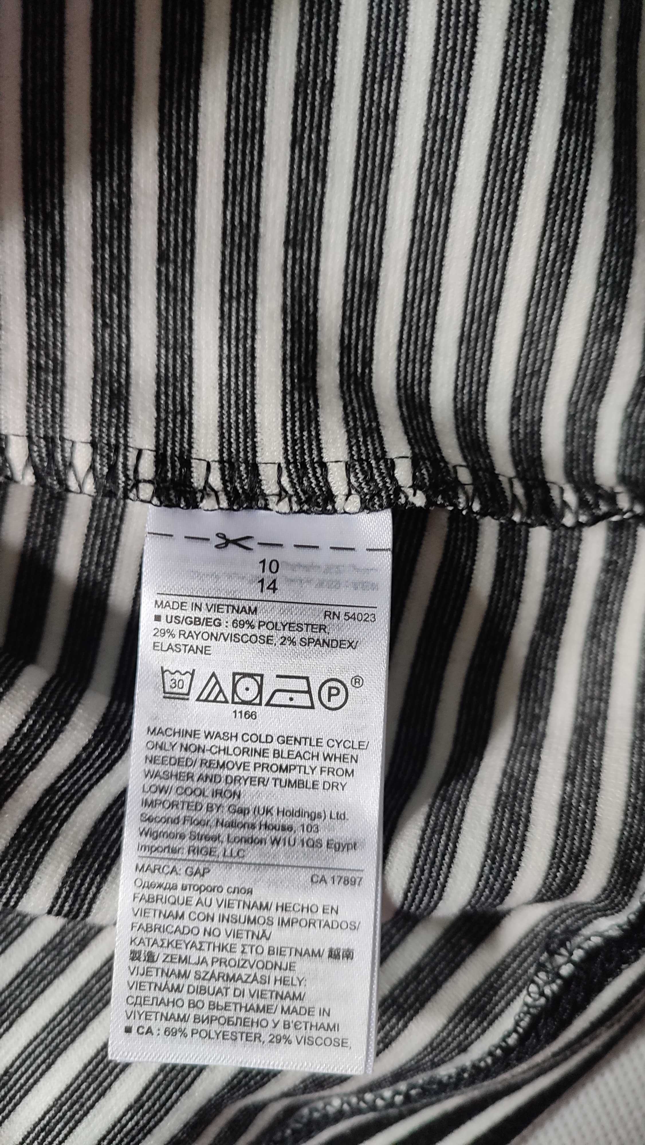 Sukienka krótka w paski z krótkim rękawem klasyczna Gap rozmiar 10