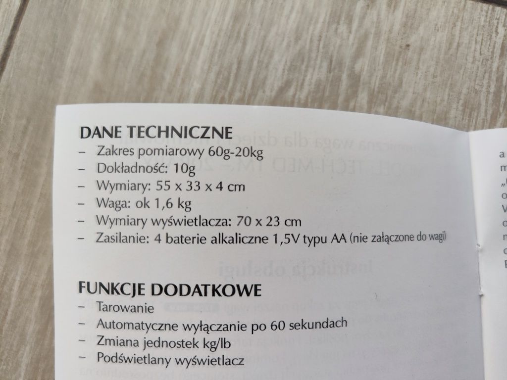 Waga dla niemowlat tech-med TM-20BABY na gwarancji folia na wyswietl