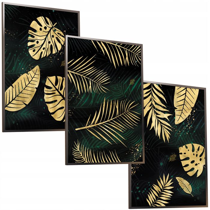 30x40 obrazy w ramie plakaty ramka  ZŁOTA MONSTERA