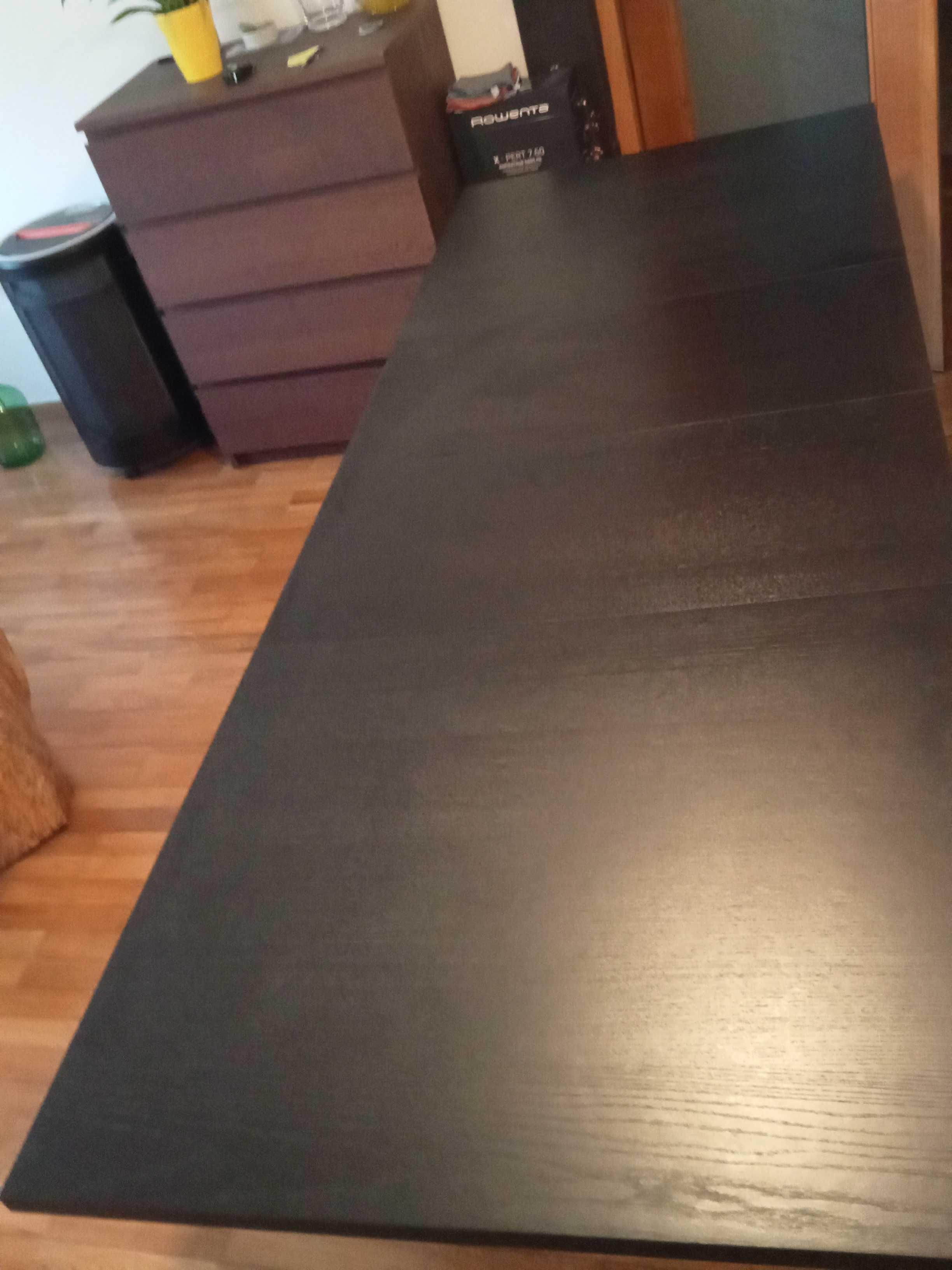 Mesa extensível, castanho escuro, 140/180/220 x 84 cm