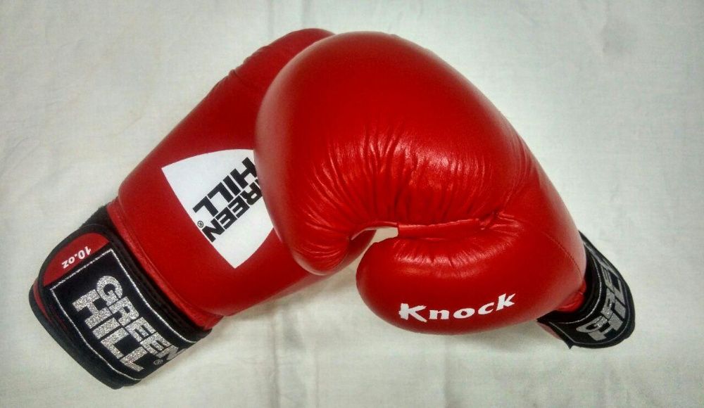 Боксерские перчатки "KNOCK" Green Hill, с печать ФБУ 10унций