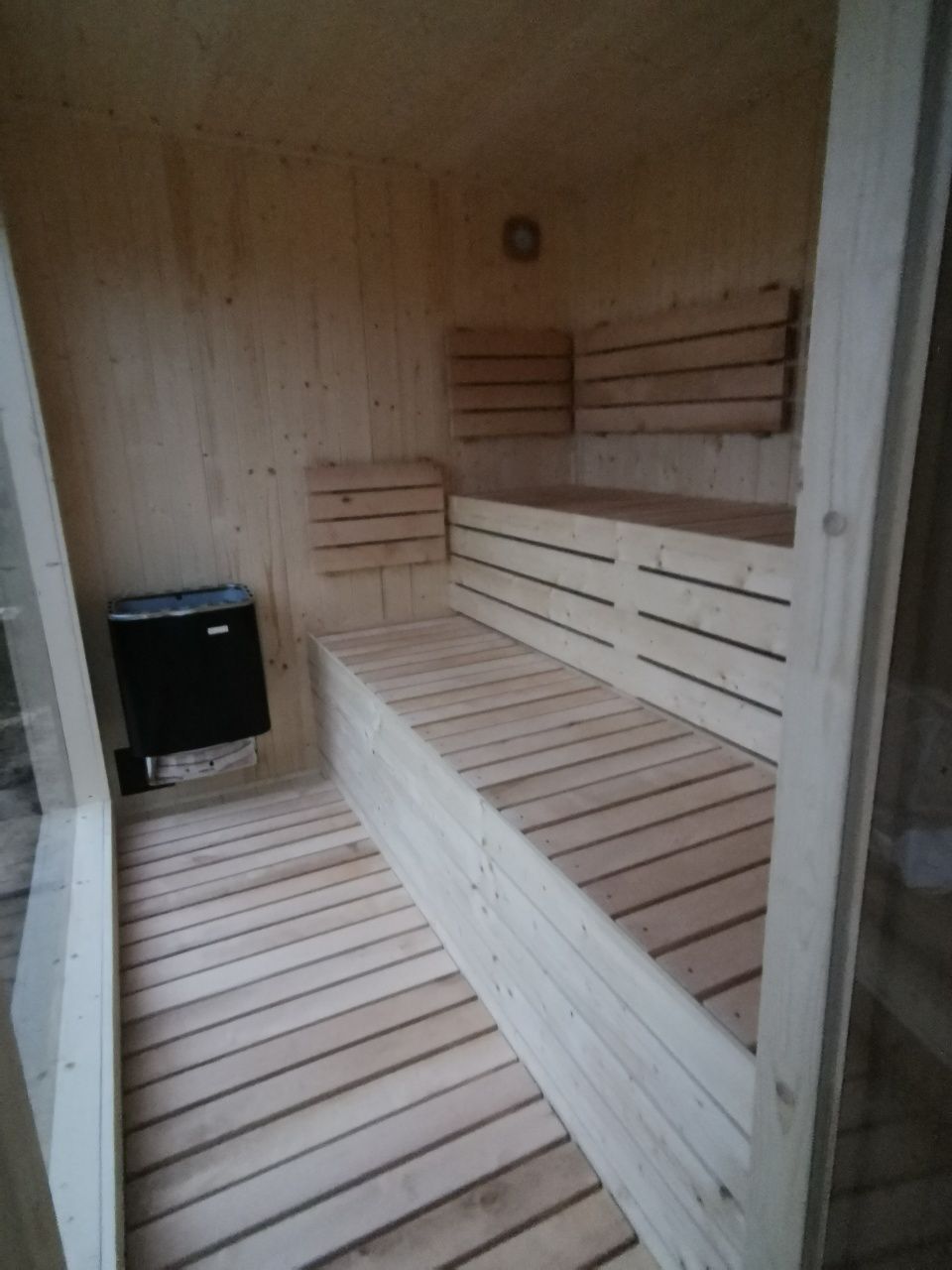 Sauna Ogrodowa Ocieplona zewnętrzna 4,5 x 2m Prysznic Piec Delux