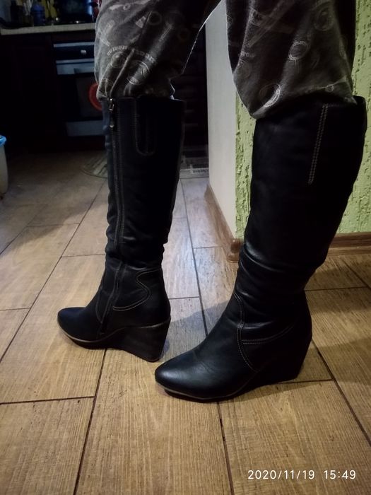 Сапоги жіночі, кожані 39 розмір