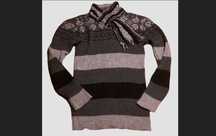 WEŁNA sweter+szalik norweski S/M/L/XL vintage wool szary Dark Academia