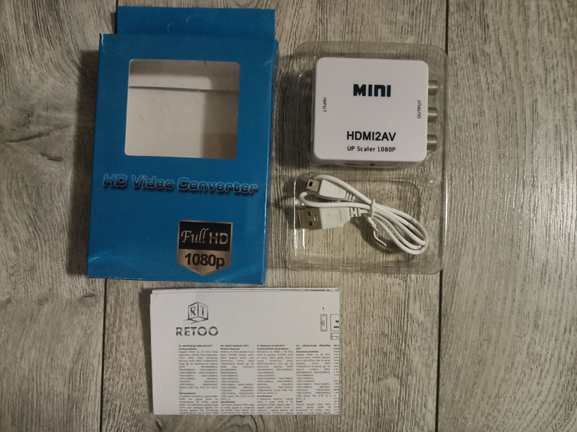 Adapter konwerter sygnału AV - 3 x RCA (Cinch) do HDMI 1080P