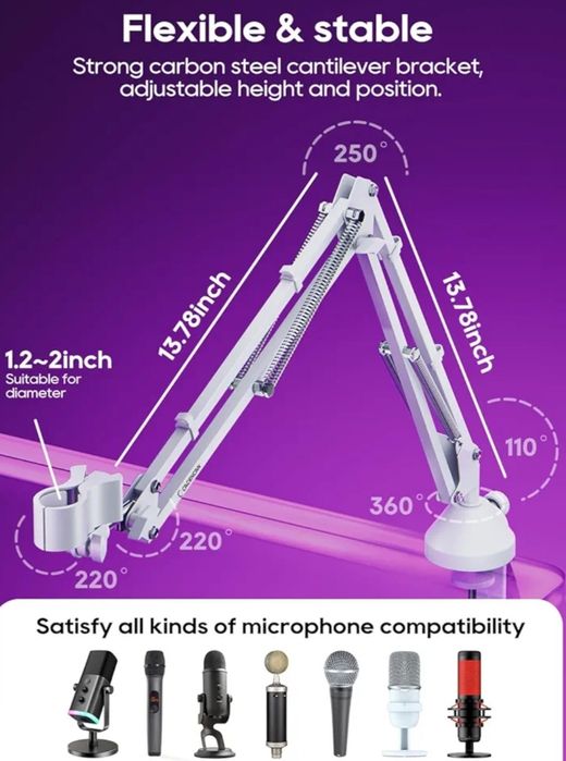 Кронштейн для мікрофона Настільне кріплення Скл