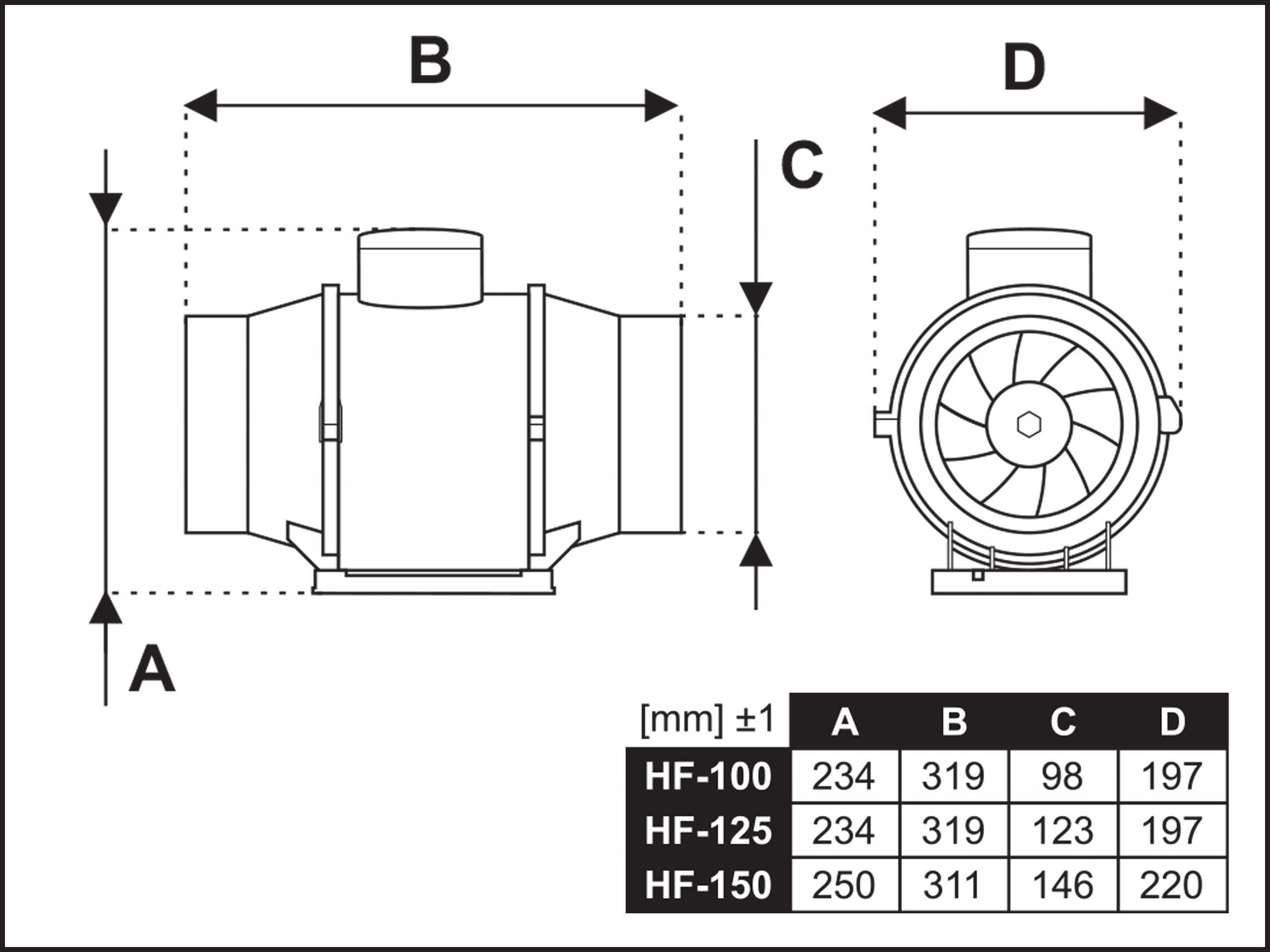 Wentylator kanałowy 530m³/h plastikowy domowy łazienkowy wydajny 150mm