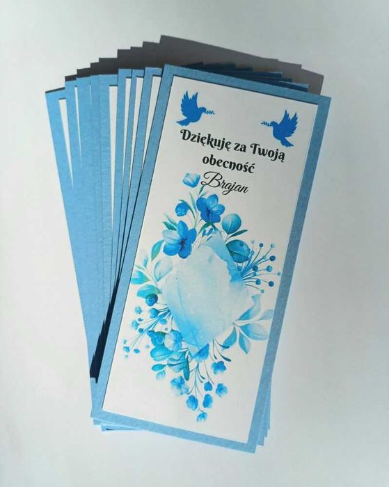 Bileciki do czekoladek Merci Podziękowanie gości na Chrzest Komunia