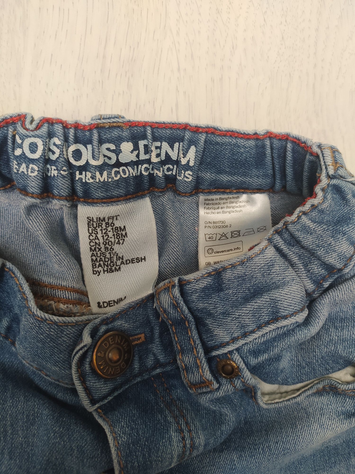 H&M denim spodnie jeans, 86 cm ale i na 92 cm