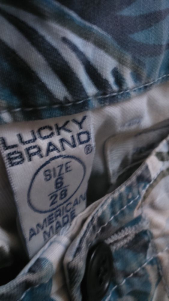 Spodnie dżins 3/4 wzorzyste liście turkus Lucky Brand 38-40