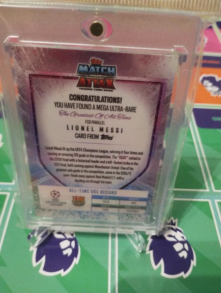 Topps match attax extra 2024/2025 Leo Messi Goat LMp 1:1800 najrzadsza