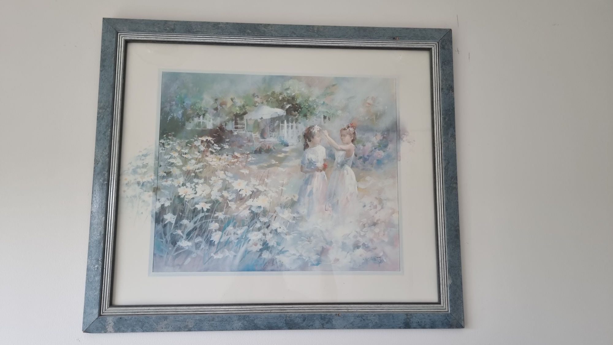 Obraz druk plakat rama szkło 58 x 70 cm błękitny akwarela