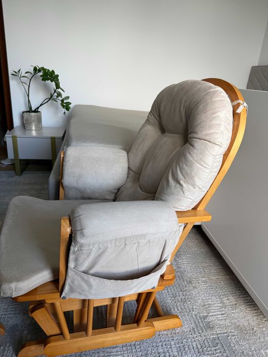 Kub® Haywood fotel i podnóżek (naturalne drewno z beżową tapicerką)
