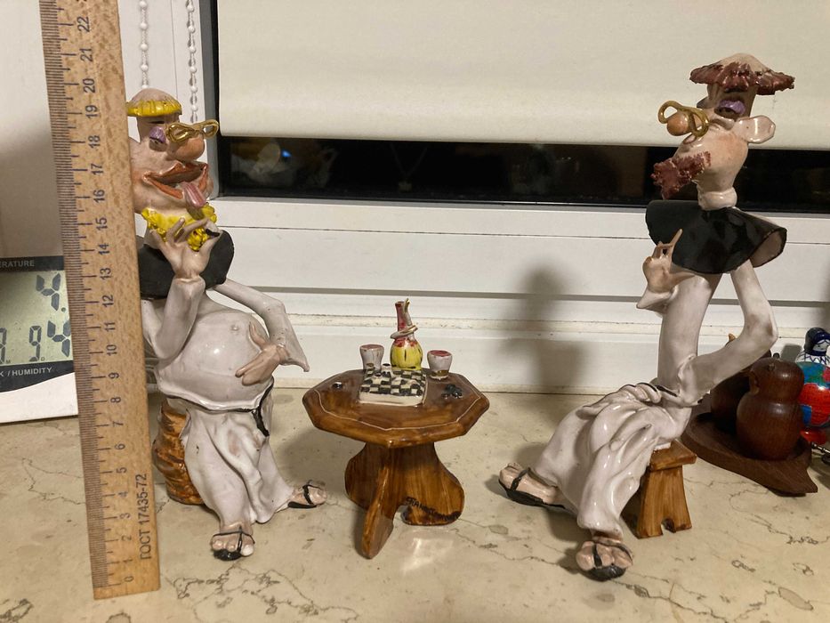 Два Монаха шашиста Шахматы Фигурки Статуэтки Керамика Иезуит Монах